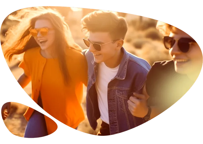 A young person smiling while using the Smilamind app